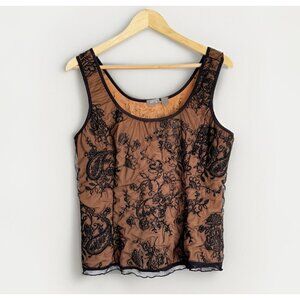 Vintage Cato Women’s XL Shimmer Black Sleeveless Top Whimsigoth Romantic